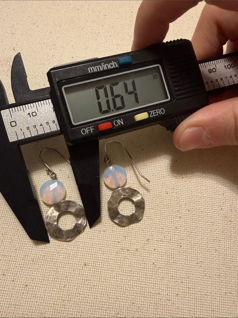 Sterling Silver 925 Opal Bead and Hammered Silver Drop Earrings - Picture 7 of 10